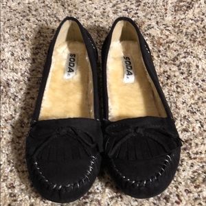 Fur lined moccasins
